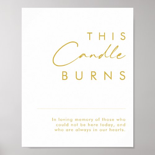 Modern Minimalist Gold Font This Candle Burns Poster