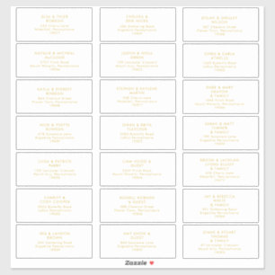 Modern Minimalist Gold Font Wedding Guest Address Sticker