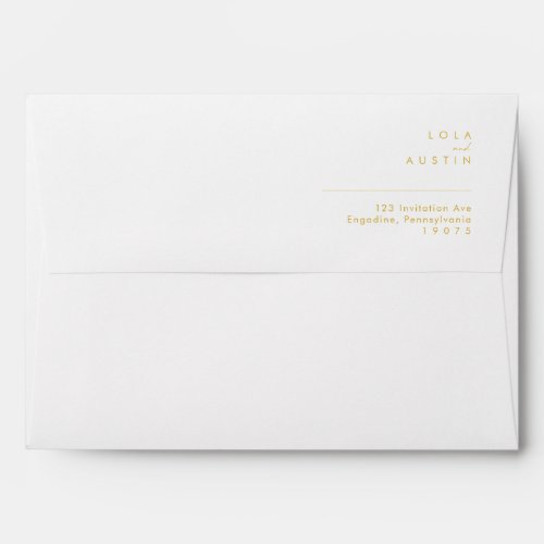 Modern Minimalist Gold Font Wedding Invitation Envelope