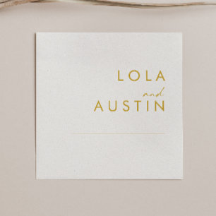 Modern Minimalist Gold Font Wedding Napkins