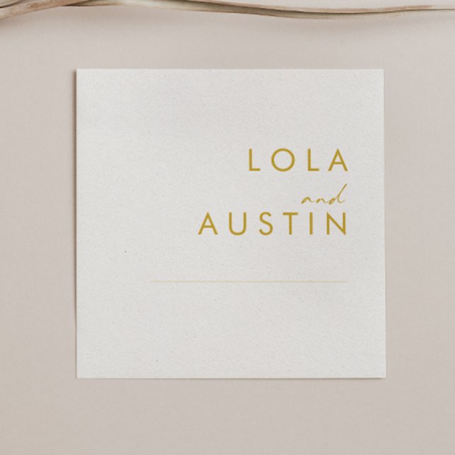 Modern Minimalist Gold Font Wedding Napkins (Creator Uploaded)