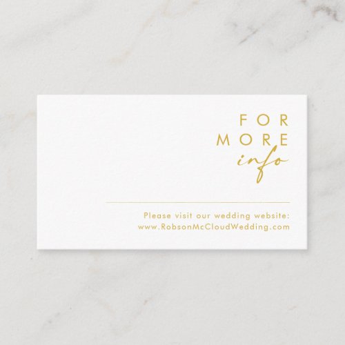 Modern Minimalist Gold Font Wedding Website Enclosure Card