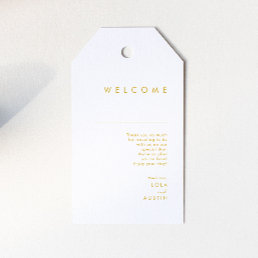 Modern Minimalist Gold Font Wedding Welcome Gift Tags