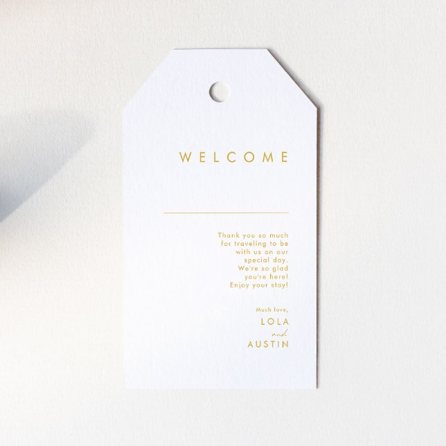Modern Minimalist Gold Font Wedding Welcome Gift Tags (Creator Uploaded)
