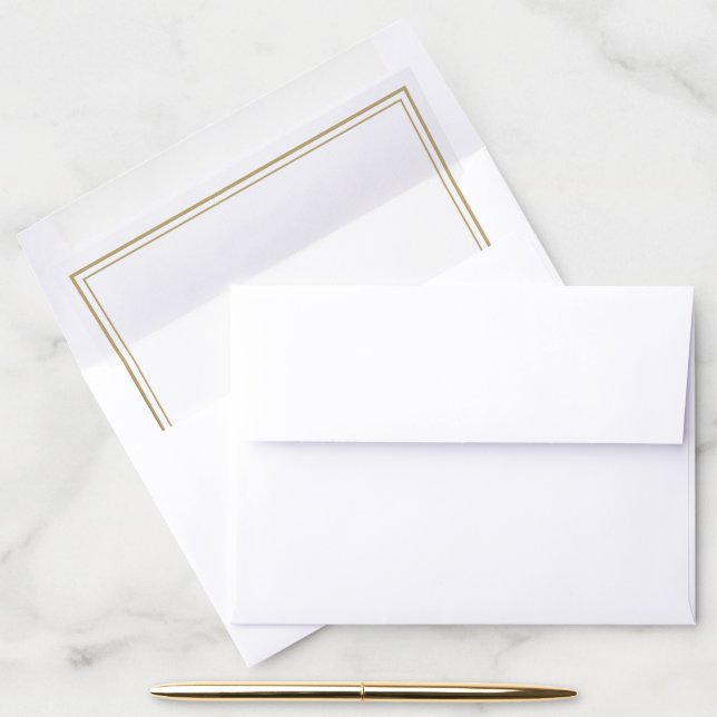 Modern Minimalist Gold Frame Wedding Envelope Liner (Desk)