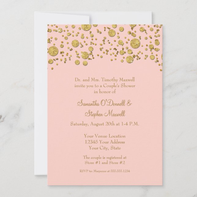Modern Minimalist Gold Glitter Couples Shower Invitation (Front)