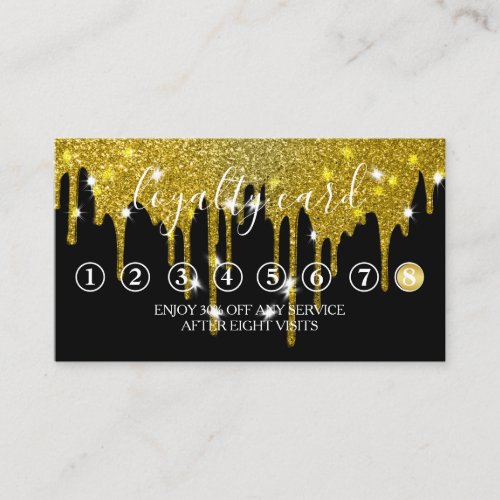 Modern Minimalist Gold Glitter Drip Loyalty Card