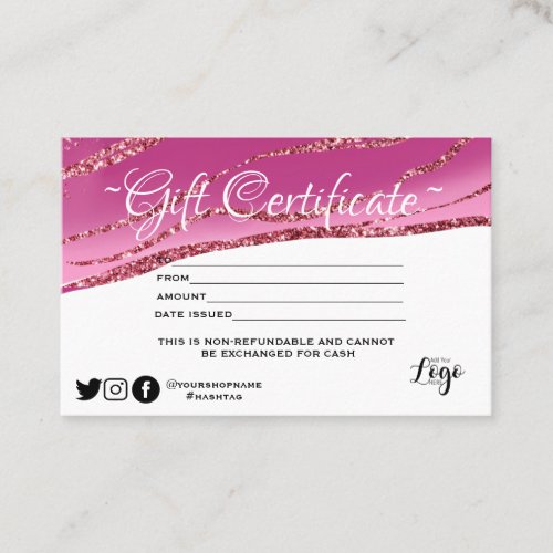 Modern minimalist Gold glitter  Gift certificate