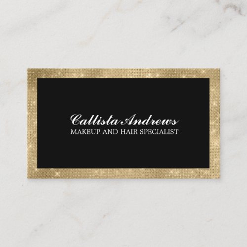Modern Minimalist Gold Glitter Simple Makeup Business Card