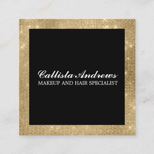 Modern Minimalist Gold Glitter Simple Makeup Square Business Card