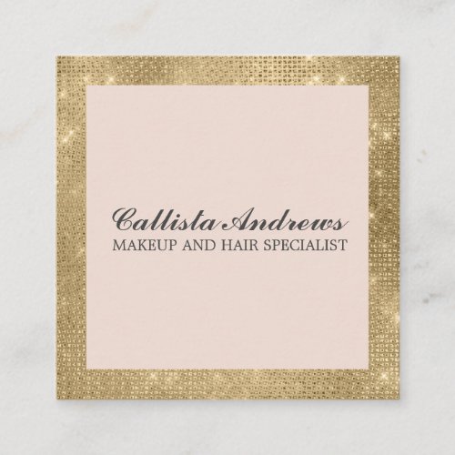 Modern Minimalist Gold Glitter Simple Makeup Square Business Card