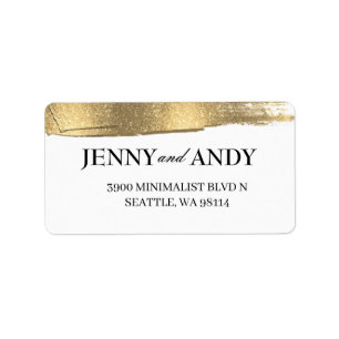 Modern Minimalist Gold Glitter Wedding Address La Label