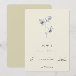 Modern Minimalist Gold Hint Daffodil Bridal Shower Invitation