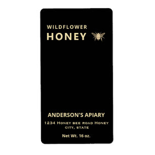 Modern minimalist gold honey bee honey jar label