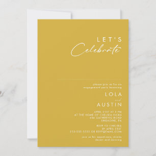 Modern Minimalist Gold Let's Celebrate Invitation