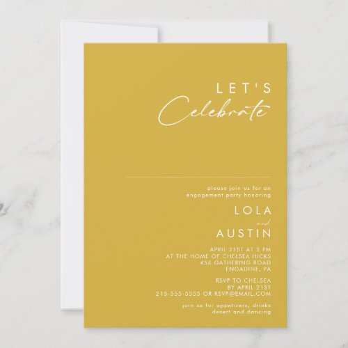 Modern Minimalist Gold Lets Celebrate Invitation