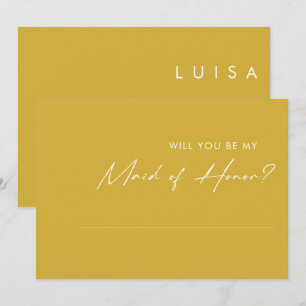 Modern Minimalist Gold Maid of Honor Proposal Card