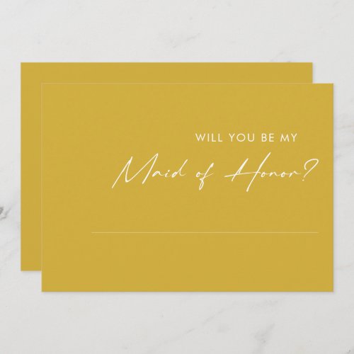 Modern Minimalist Gold Maid of Honor Proposal Card