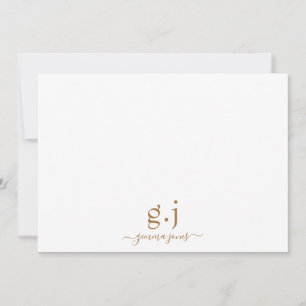 Modern Minimalist Gold Monogram Elegant Script  Note Card