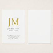 Modern Minimalist Gold Monogram Plain Profile Card (Front & Back)