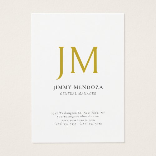 Modern Minimalist Gold Monogram Plain Profile Card