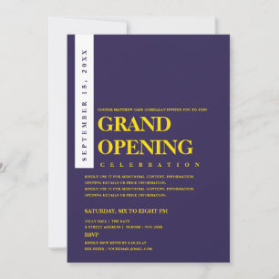 Modern Minimalist Gold & Navy Blue Grand Opening Invitation