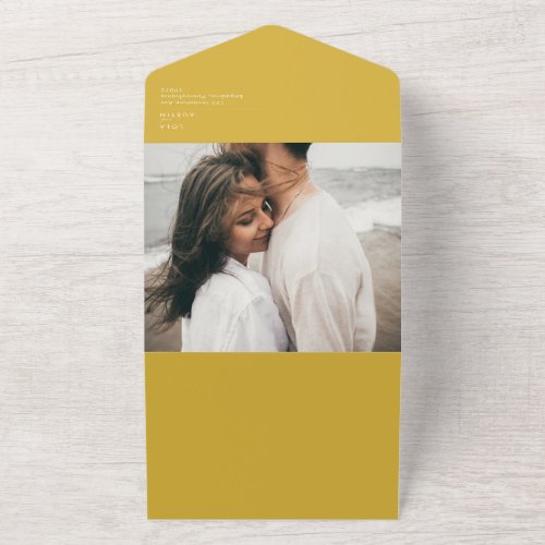 Modern Minimalist Gold Photo Seal And Send All In One Invitation