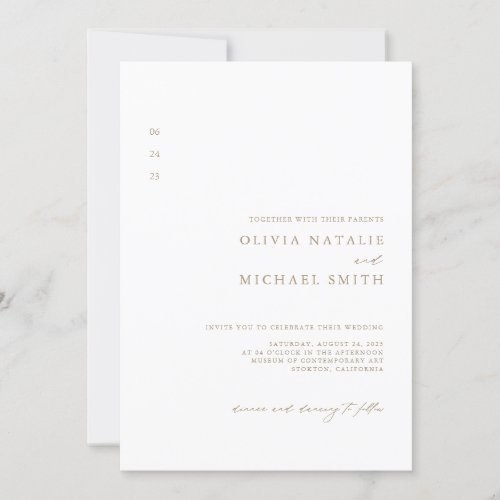 Modern Minimalist Gold QR Code All In One Wedding Invitation