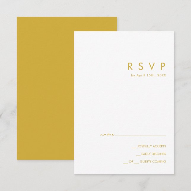 Modern Minimalist Gold RSVP Card (Front/Back)