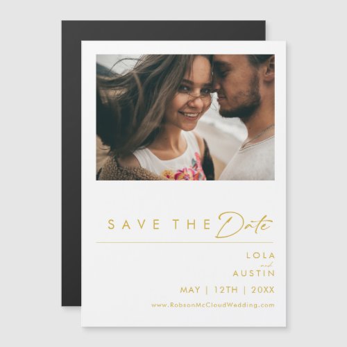 Modern Minimalist Gold Save The Date Magnet