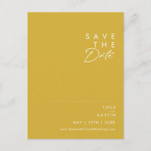 Modern Minimalist Gold Save The Date Postcard
