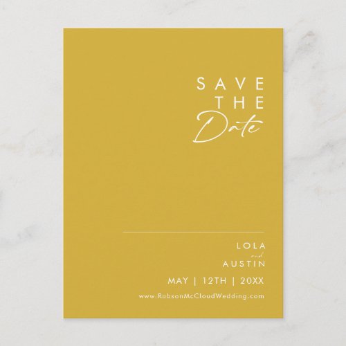 Modern Minimalist Gold Save The Date Postcard