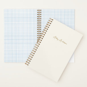 Modern Minimalist Gold Script   Off White Graph Notebook