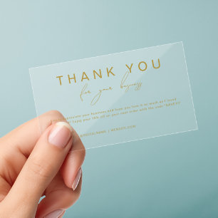 Modern Minimalist Gold Script Thank You Discount Clear Business Cards