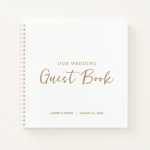 Modern Minimalist Gold Script Wedding Guest Book
