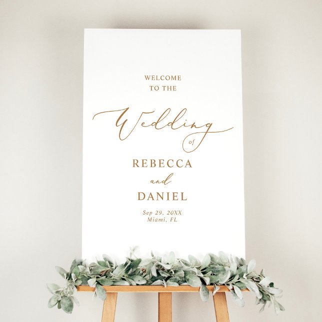 Modern Minimalist Gold Script Wedding Sign (Creator Uploaded)