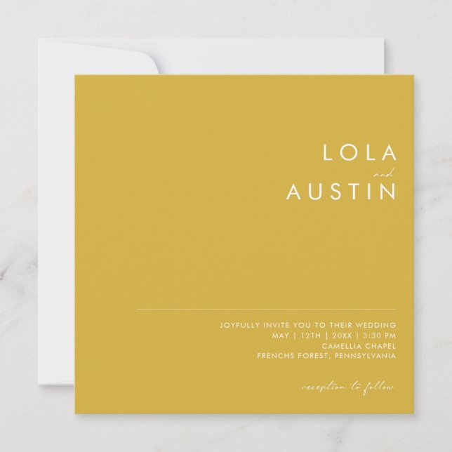 Modern Minimalist Gold Square Wedding Invitation (Front)