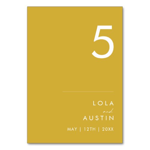 Modern Minimalist Gold Table Number