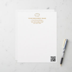 Modern Minimalist Gold Tan QR Code Business Logo Letterhead
