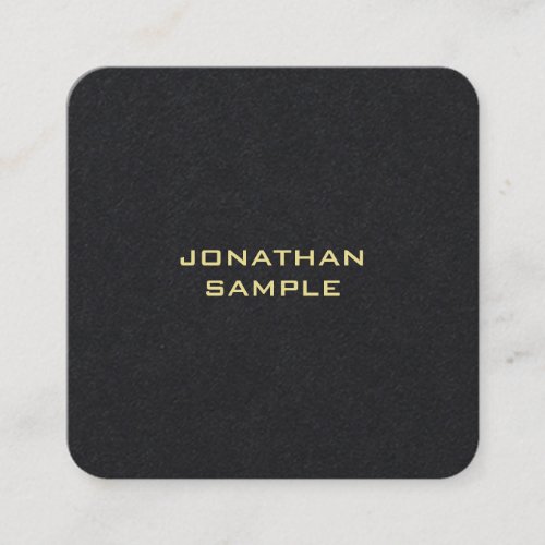 Modern Minimalist Gold Text Elegant Premium Black Square Business Card