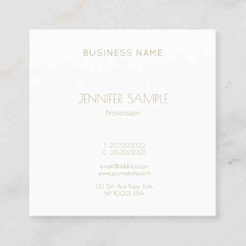 Modern Minimalist Gold Text Font Luxury Template Square Business Card