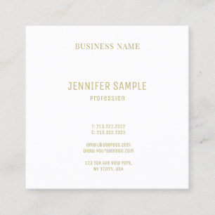 Modern Minimalist Gold Text Font Luxury Template Square Business Card