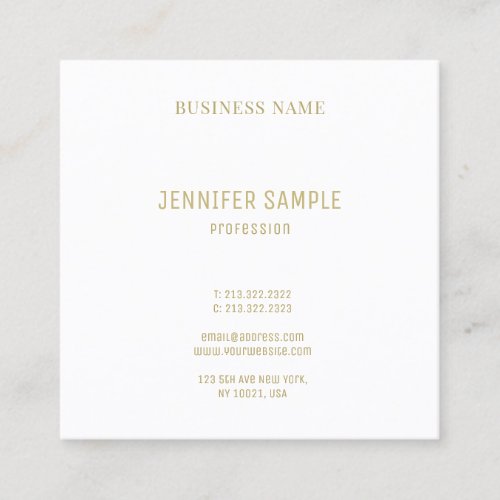 Modern Minimalist Gold Text Font Luxury Template Square Business Card