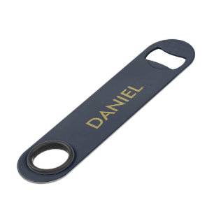 Modern minimalist gold text navy blue bar key