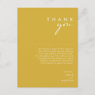 Modern Minimalist Gold Thank You Reception Card