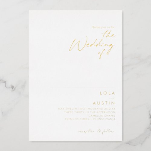 Modern Minimalist  Gold The Wedding Of Real Foil Invitation