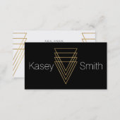 Modern Minimalist Gold Triangles Business Card (Front/Back)