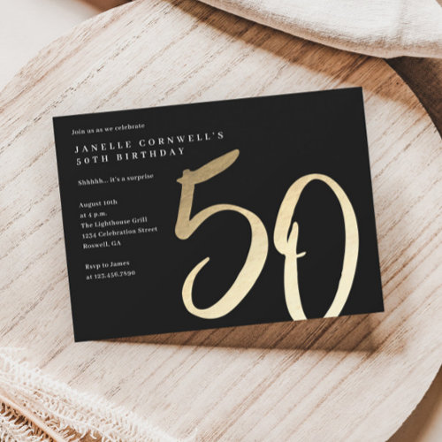 Modern Minimalist Gold Type 50th Birthday