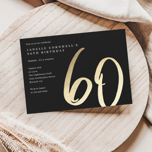 Modern Minimalist Gold Type 60th Birthday