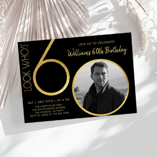 Modern Minimalist Gold Type 60th Birthday Invitation